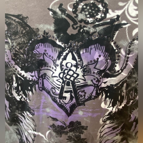 Cute Appropriate Behavior T-shirt Glittery Embellishments Floral Wings Hearts S - Picture 2 of 6